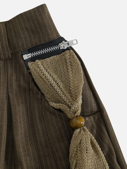 Pinstripe Tie Pants Brown - Aelfric Eden