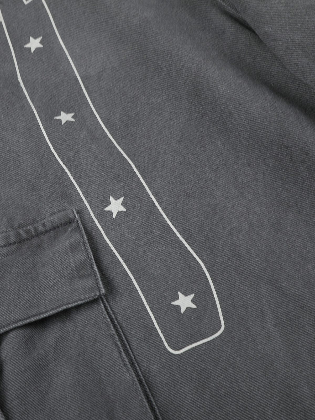 Belt Print Baggy Barrel Pants Grey - Aelfric Eden
