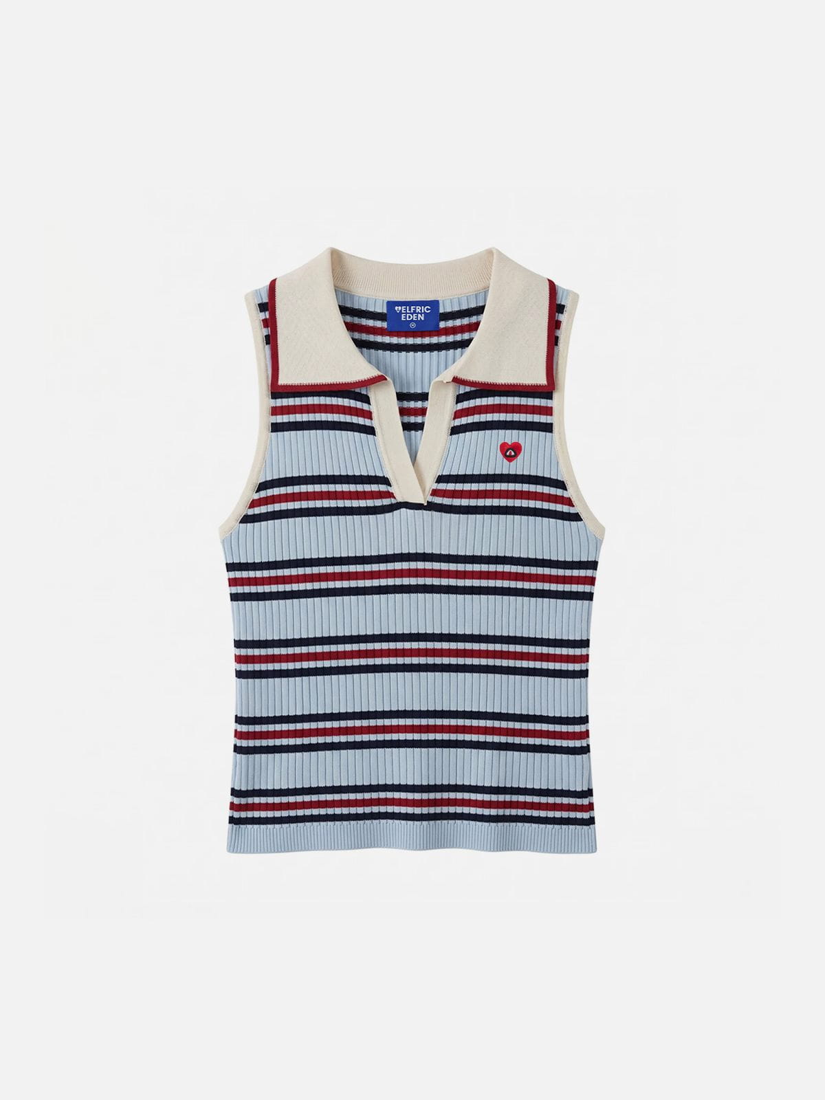 Striped Polo Collar Sweater Vest Blue - Aelfric Eden