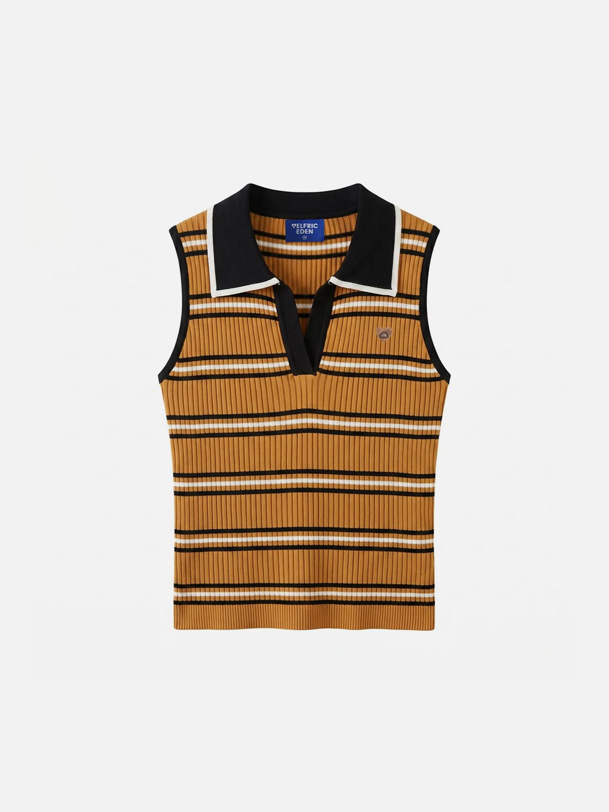 Striped Polo Collar Sweater Vest Blue - Aelfric Eden