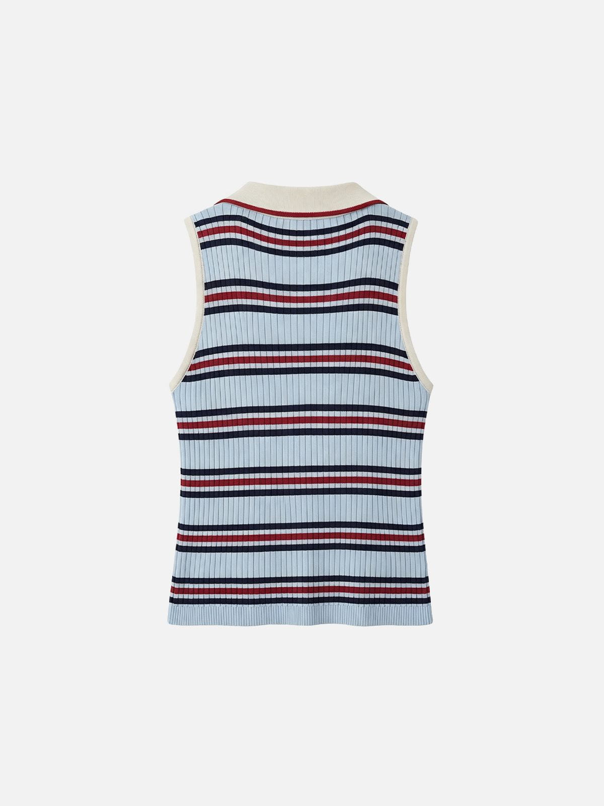 Striped Polo Collar Sweater Vest Blue - Aelfric Eden