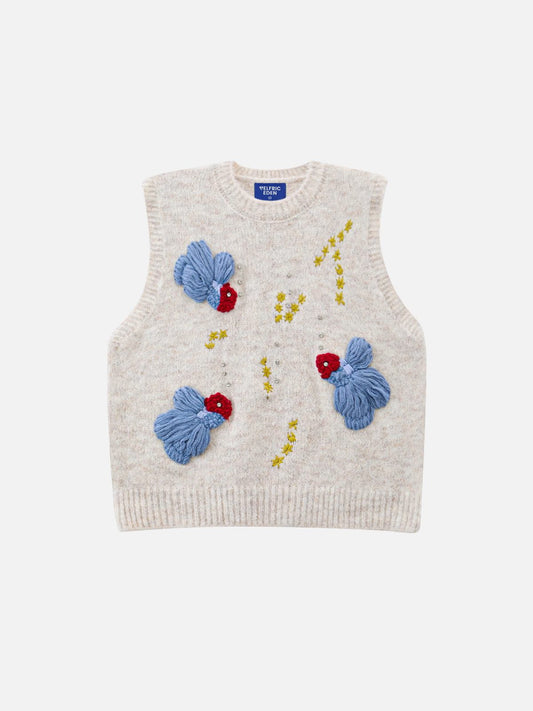 Floral Sweater Vest Apricot - Aelfric Eden