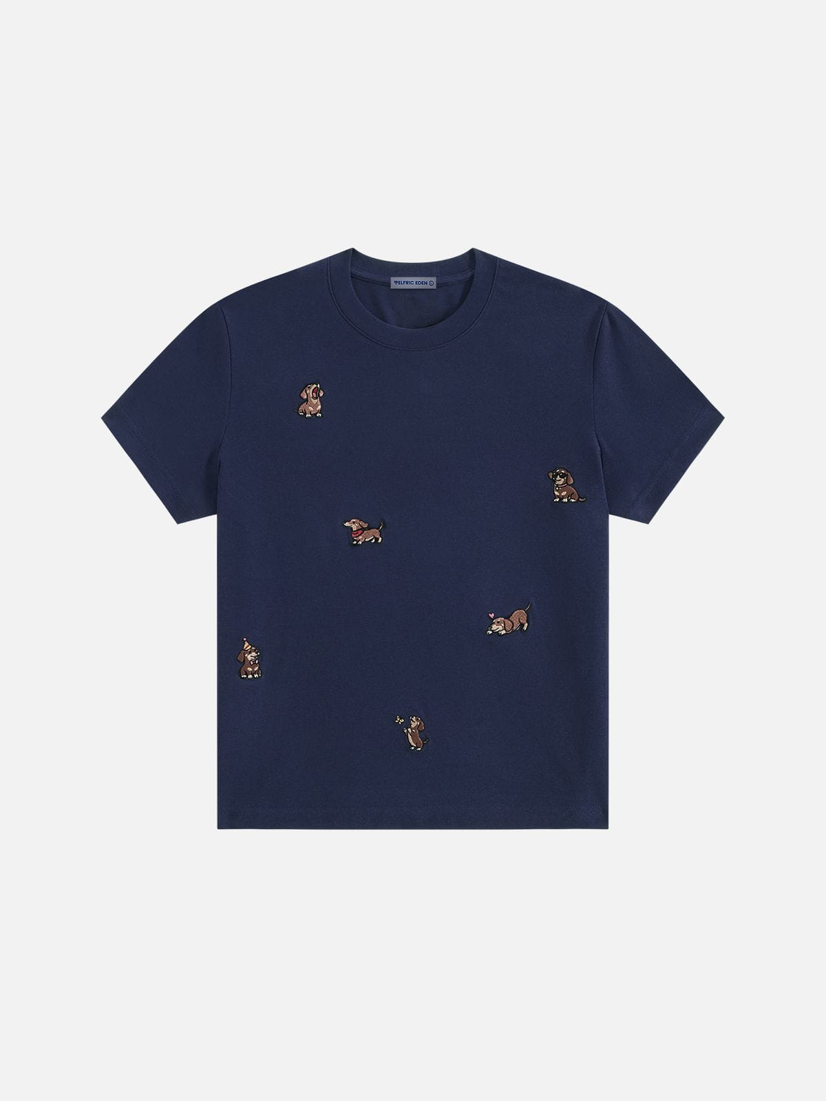 Embroidered Dachshund Tee Navy Blue - Aelfric Eden