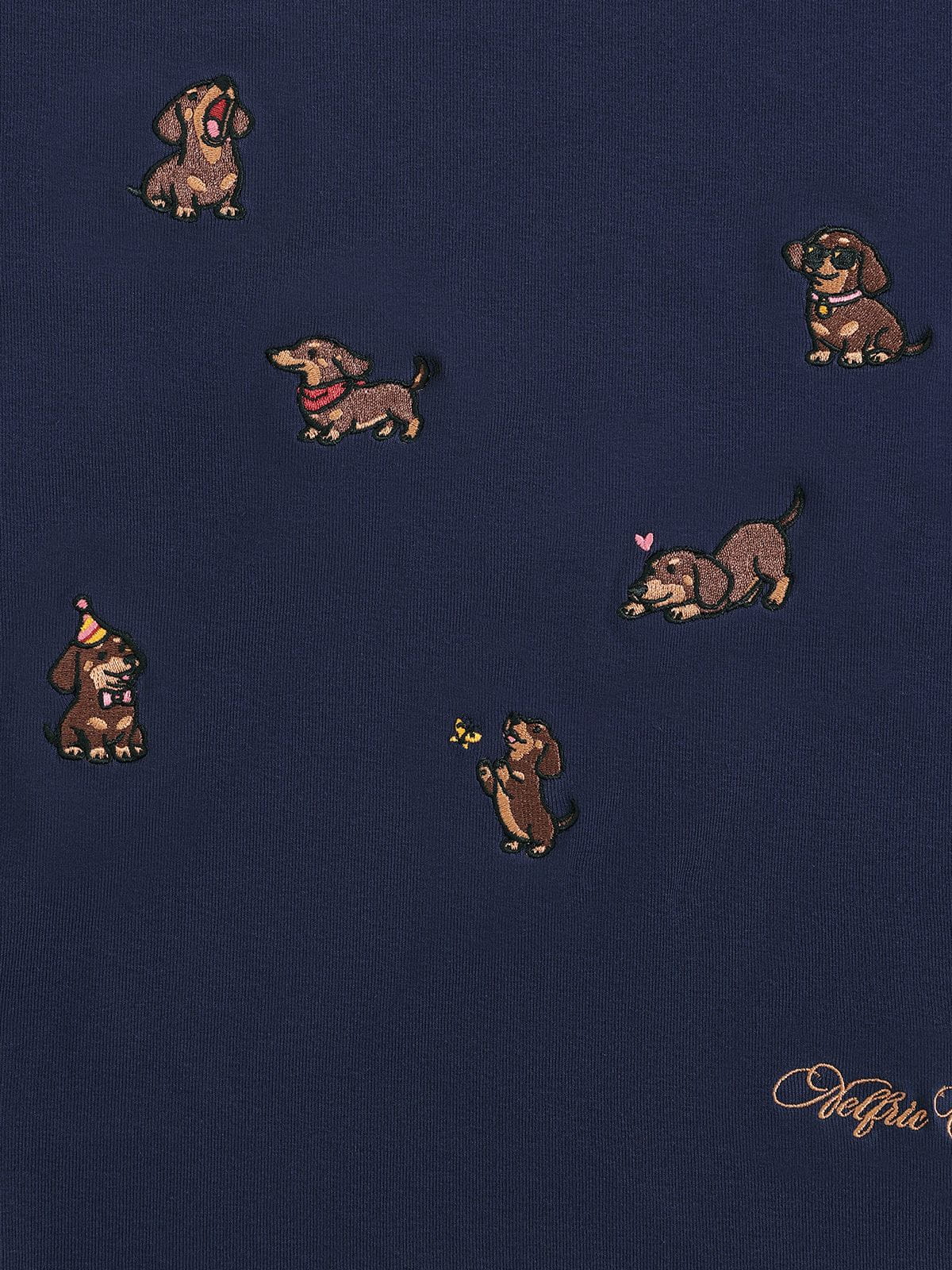 Embroidered Dachshund Tee Navy Blue - Aelfric Eden