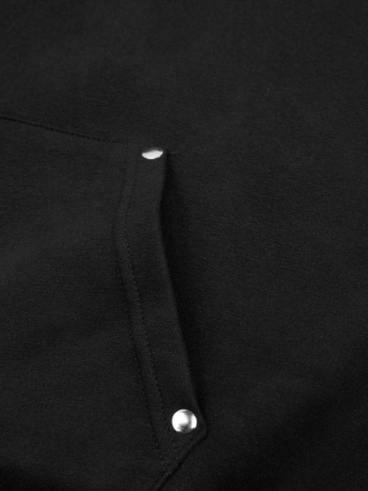 Boxy Script Embroidery Pullover Hoodie Black - Aelfric Eden