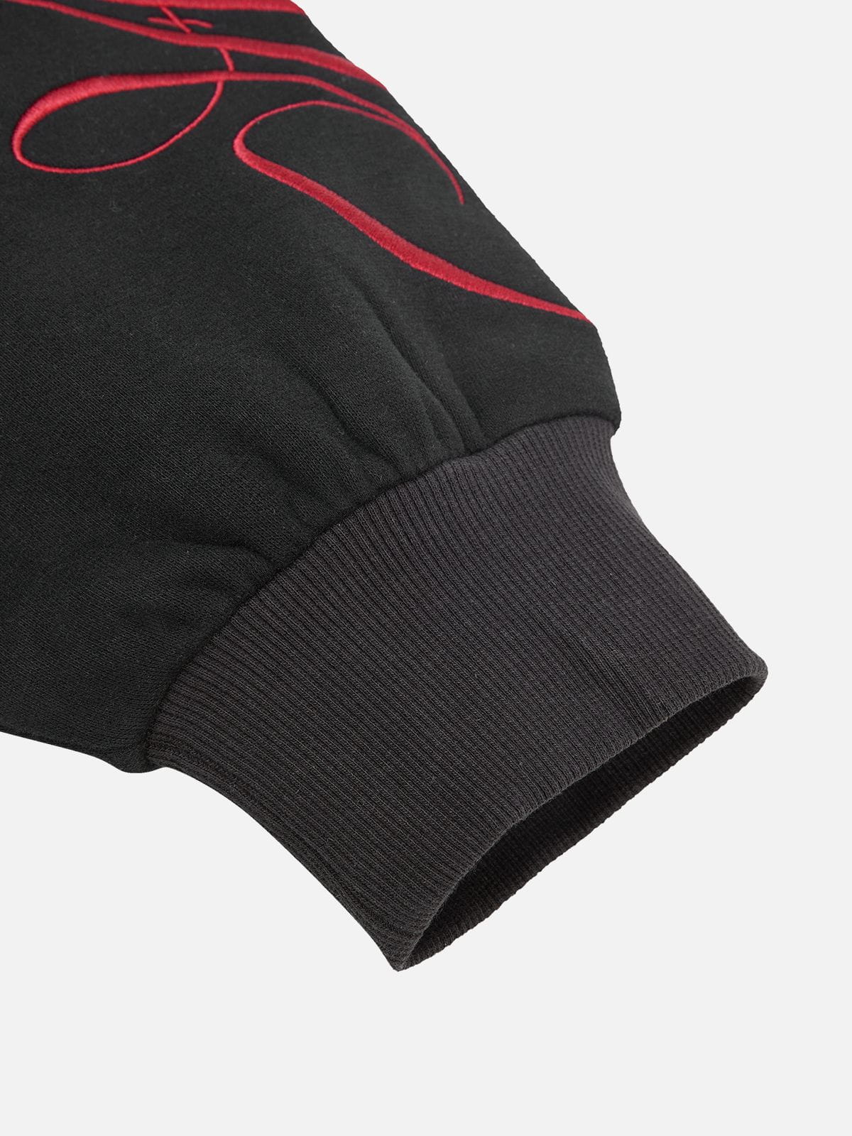 Boxy Script Embroidery Pullover Hoodie Black - Aelfric Eden