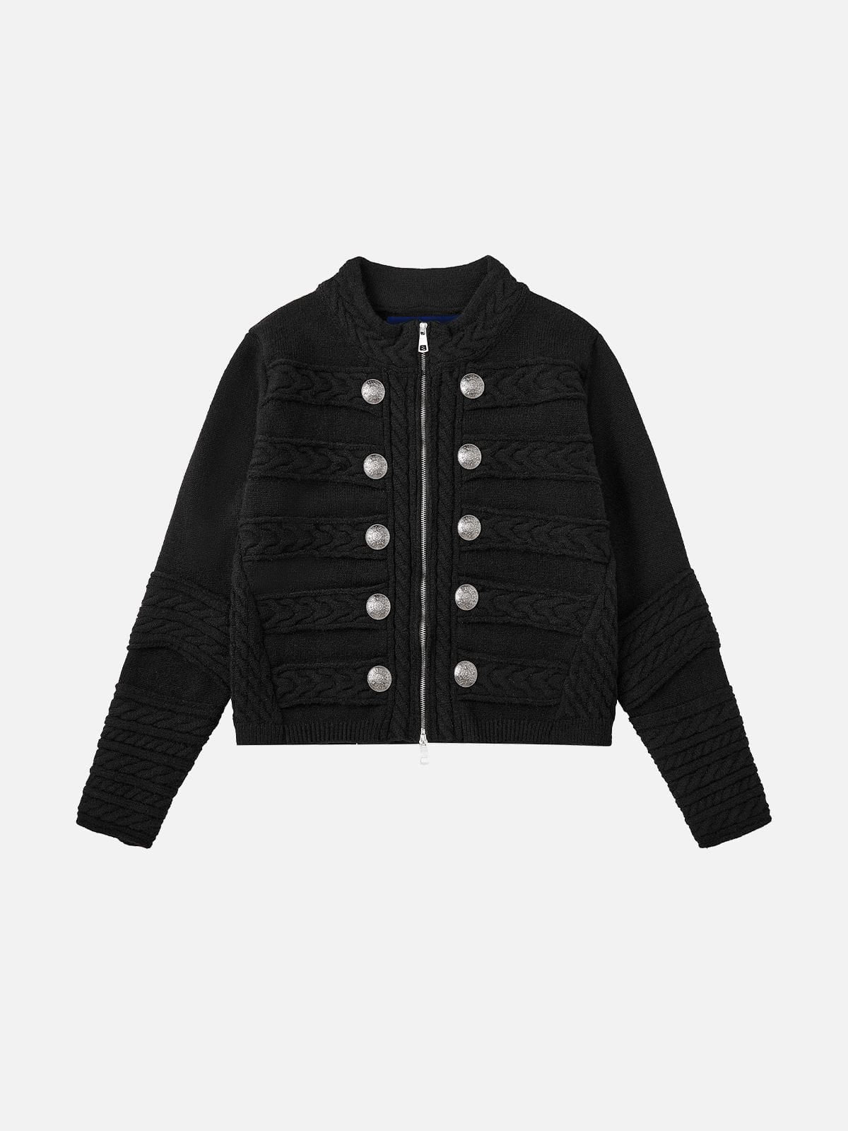 Cable Knit Napoleon Cardigan Black - Aelfric Eden