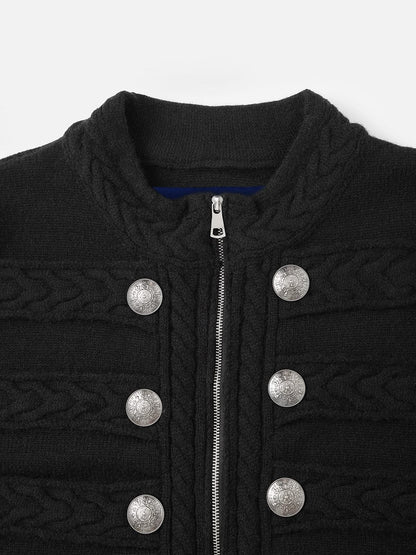 Cable Knit Napoleon Cardigan Black - Aelfric Eden