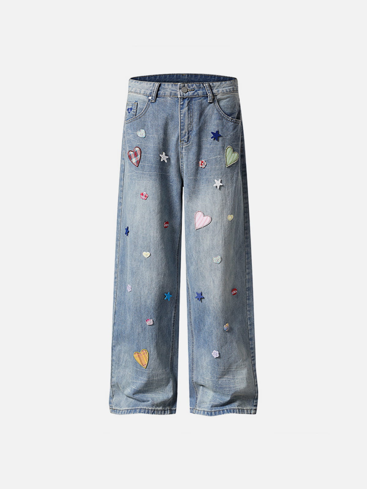 [Pre-Order] Heart Star Patchwork Jeans Blue - Aelfric Eden