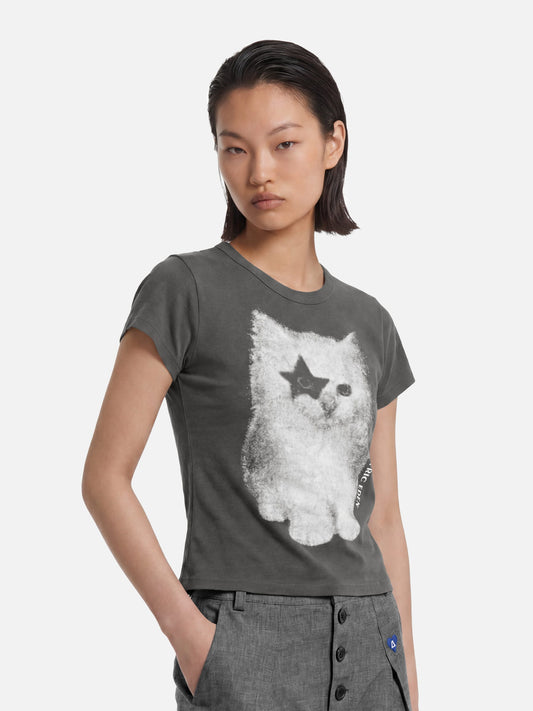 Cat Airbrush Baby Tee Grey - Aelfric Eden