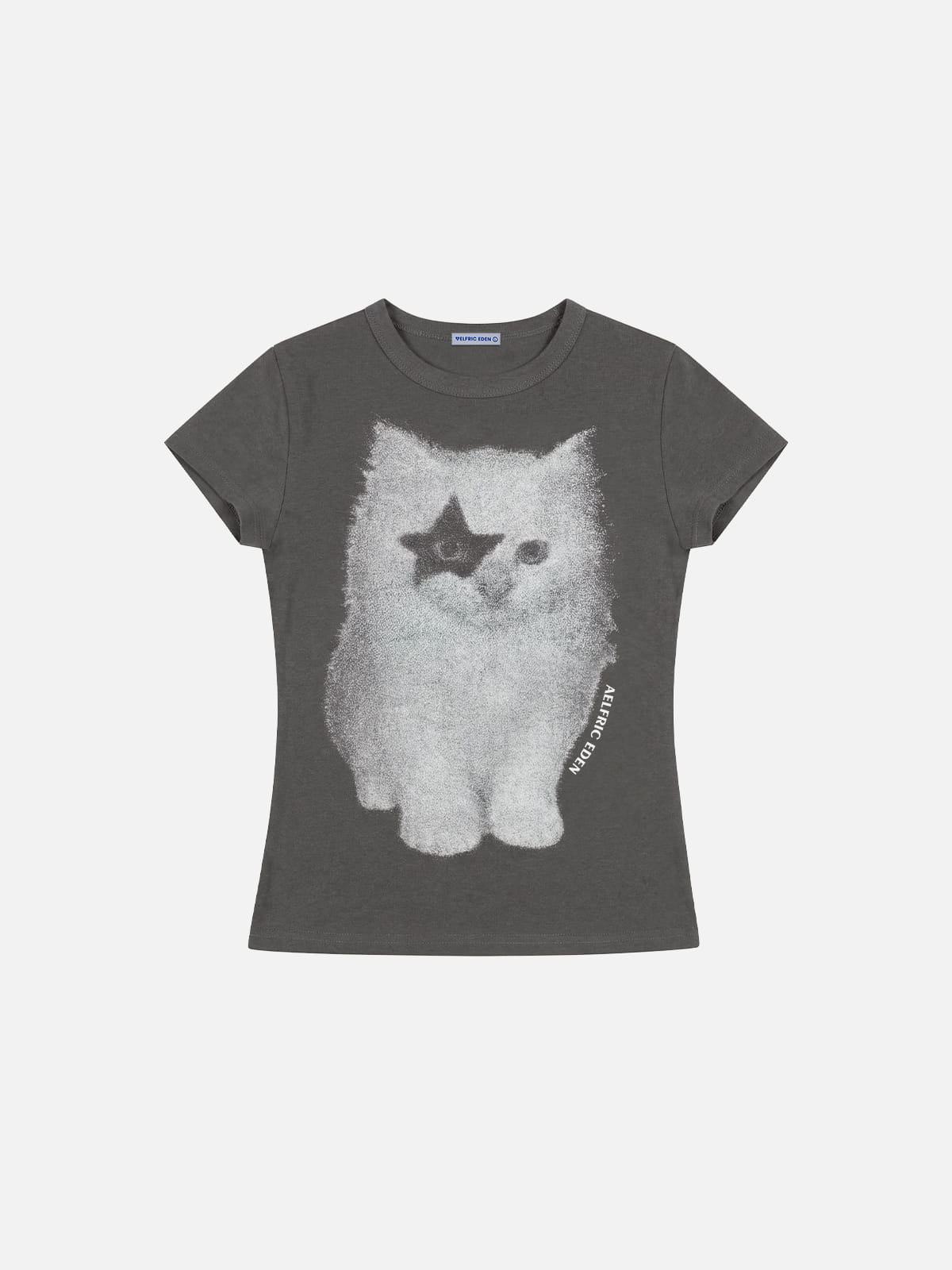 Cat Airbrush Baby Tee Grey - Aelfric Eden