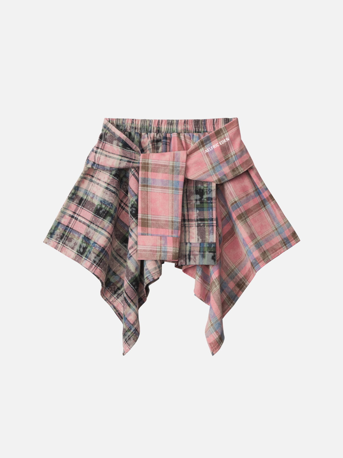 Tie Dye Plaid Skirt Pink - Aelfric Eden