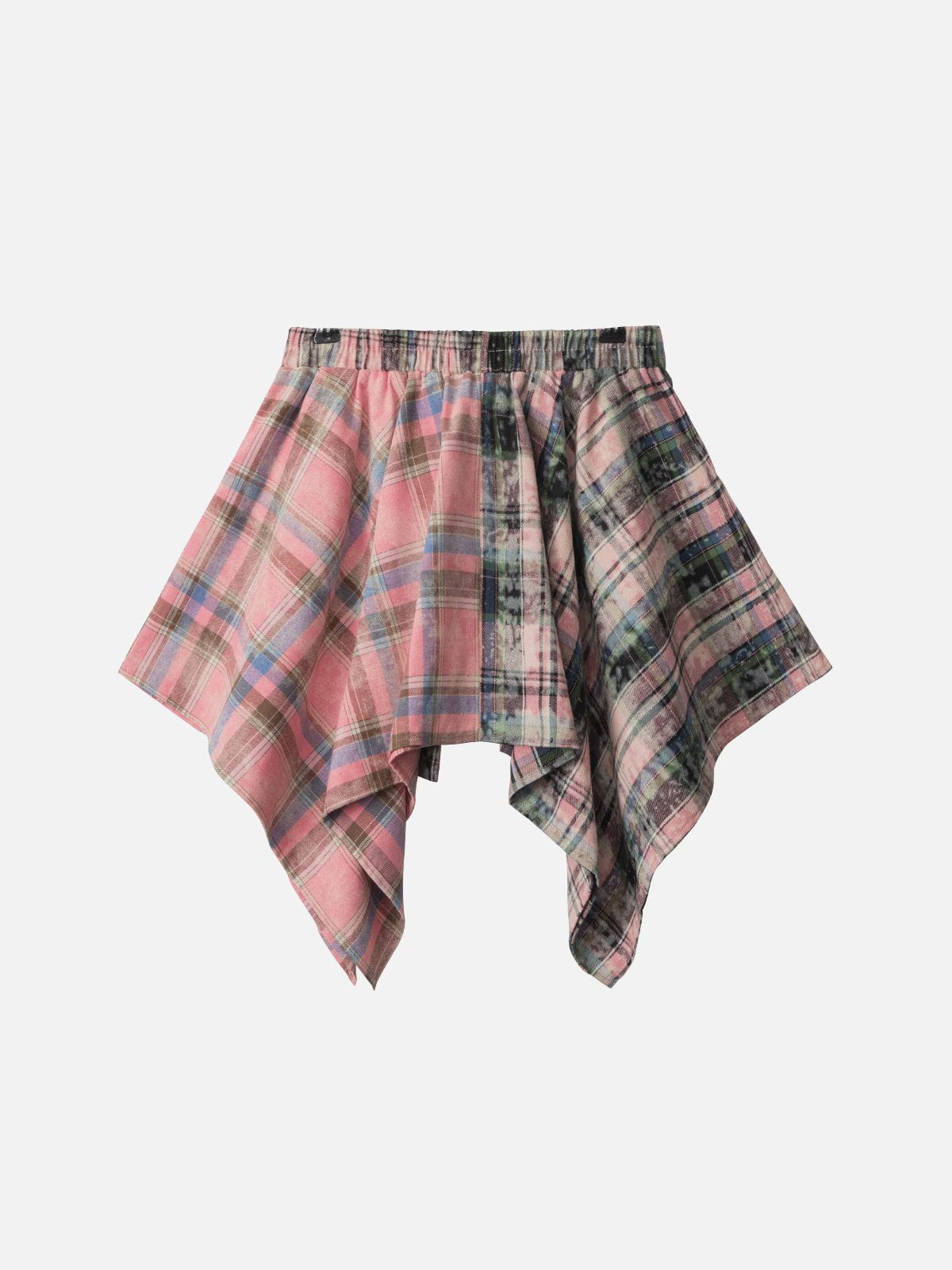Tie Dye Plaid Skirt Pink - Aelfric Eden