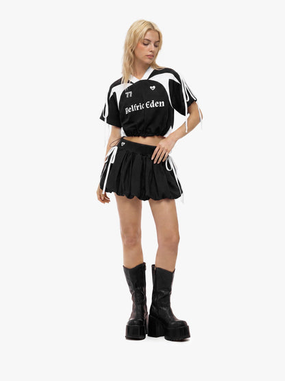 Drawstring Puff Mini Skirt Black - Aelfric Eden
