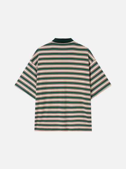 Stripe Polo Tee Green - Aelfric Eden