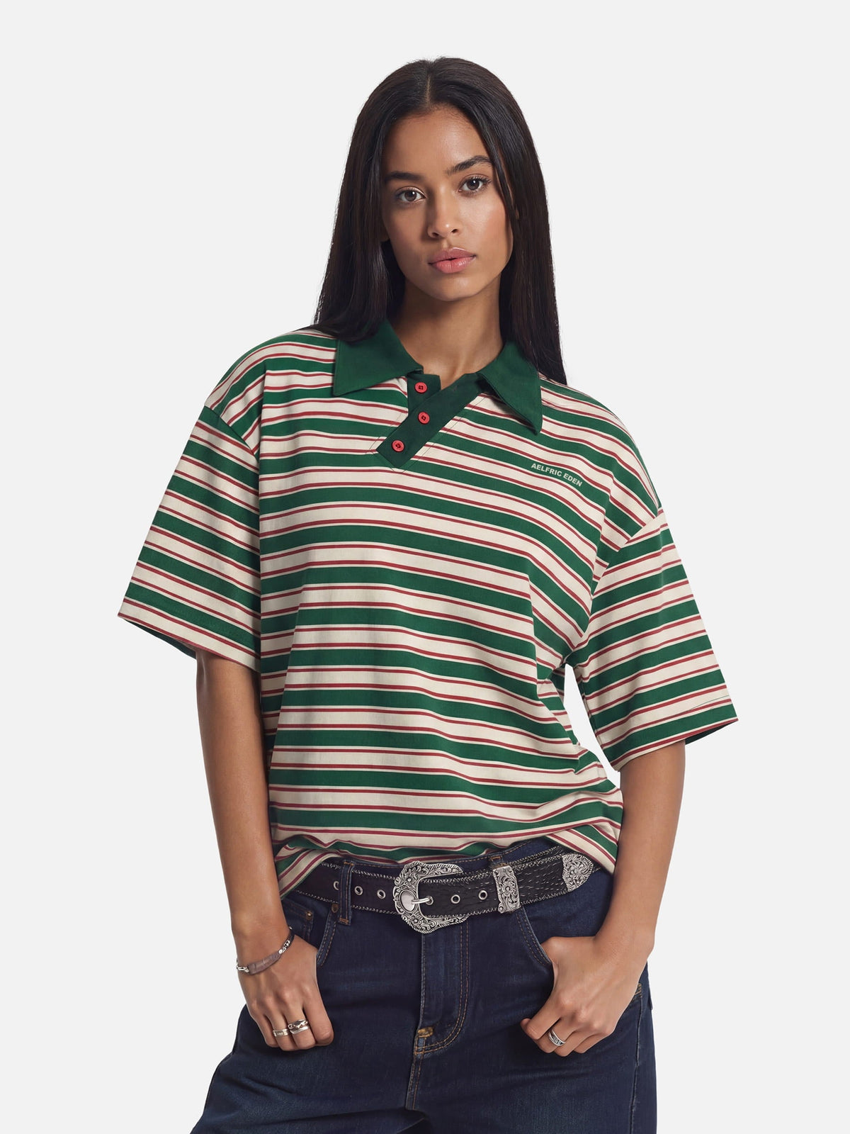 Stripe Polo Tee Green - Aelfric Eden
