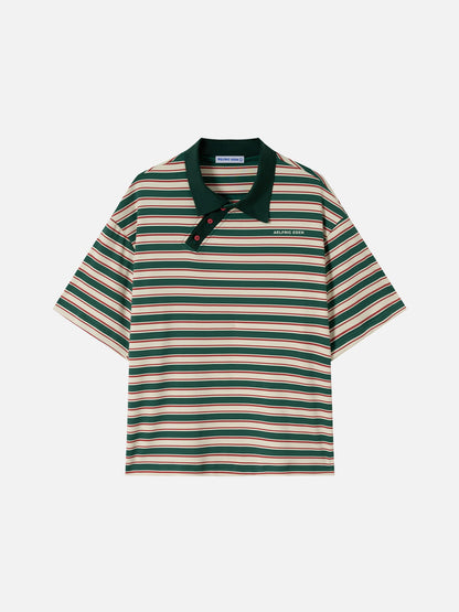 Stripe Polo Tee Green - Aelfric Eden