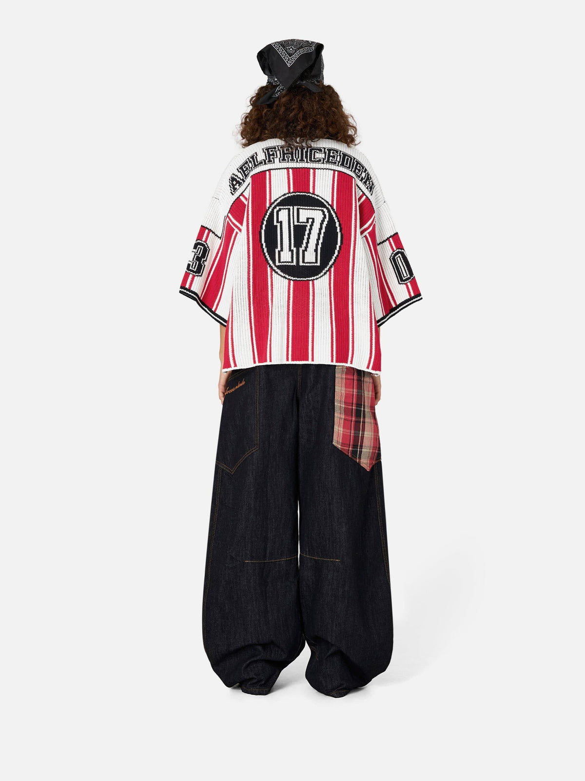 Number Stripe Graphic Knit Tee Red - Aelfric Eden