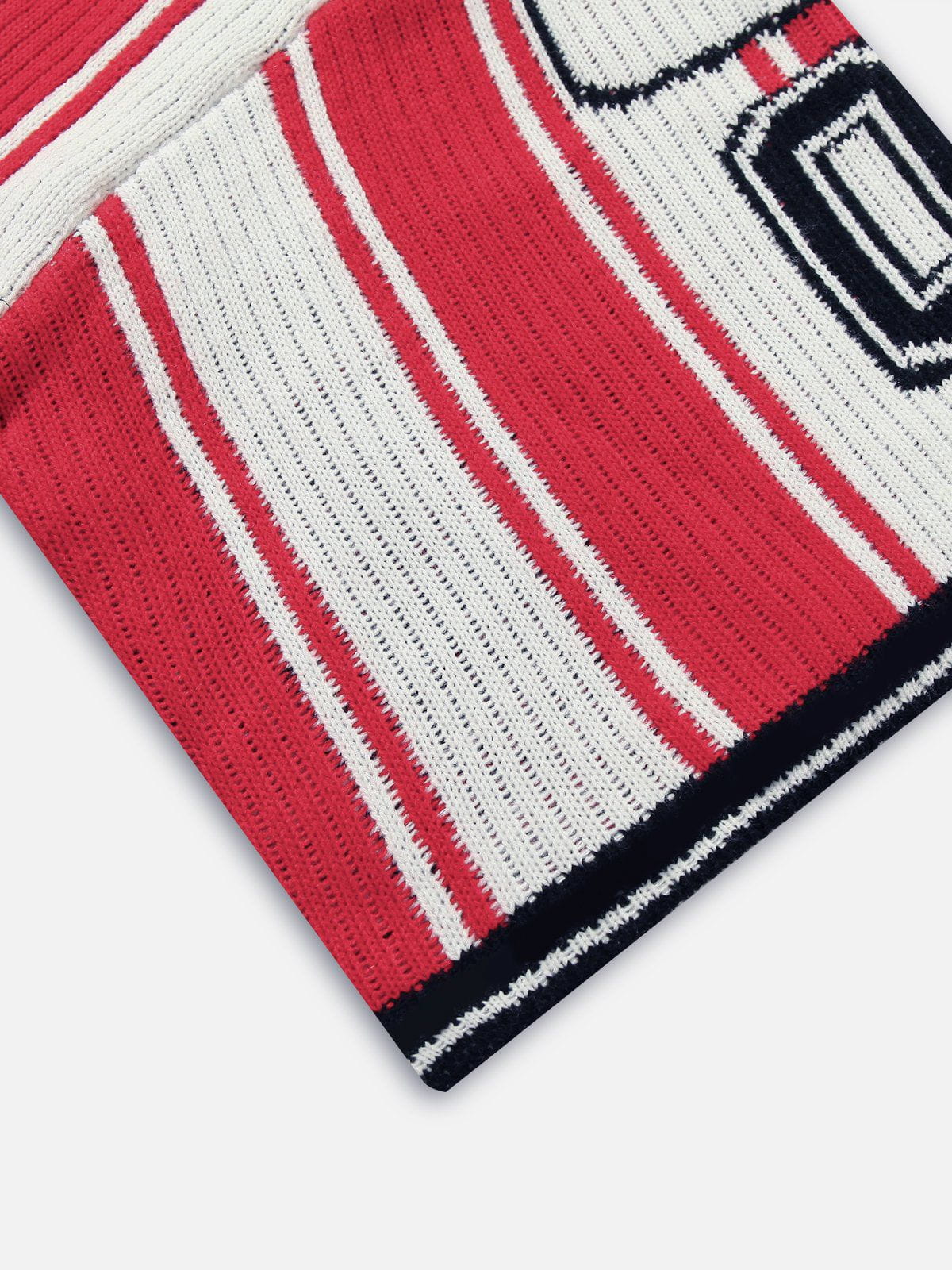 Number Stripe Graphic Knit Tee Red - Aelfric Eden