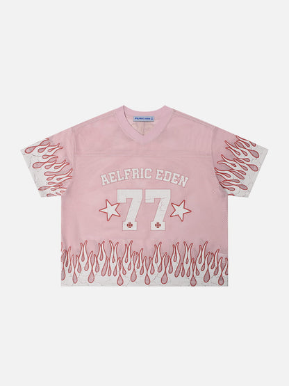 Boxy Flame 77 Jersey Tee Pink - Aelfric Eden
