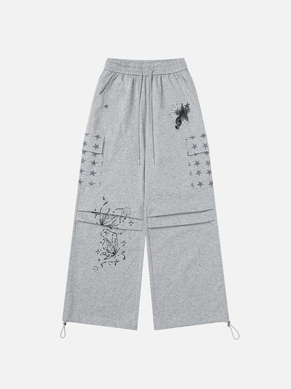 Star Print Sweatpants Grey - Aelfric Eden