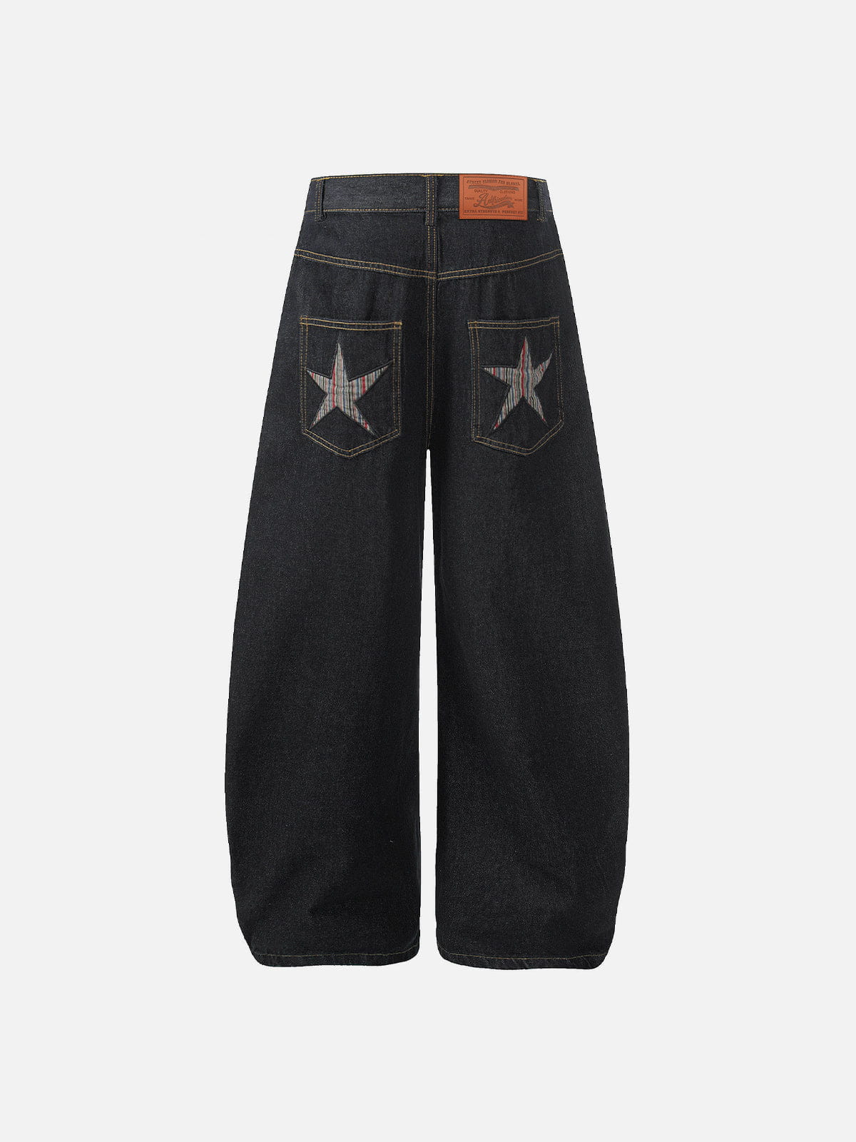 Striped Star Baggy Barrel Jeans Black - Aelfric Eden