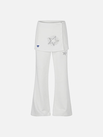 Rhinestone Star Skirt Bootcut Pants Black - Aelfric Eden