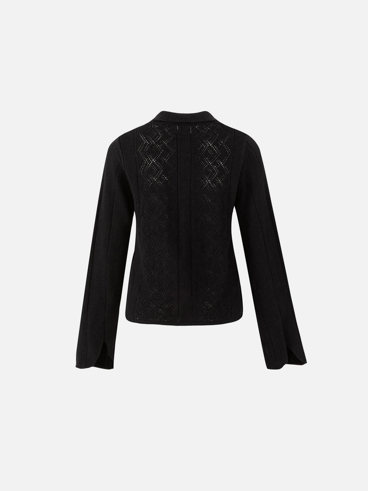 Cat Jacquard Zip Up Cardigan Black - Aelfric Eden