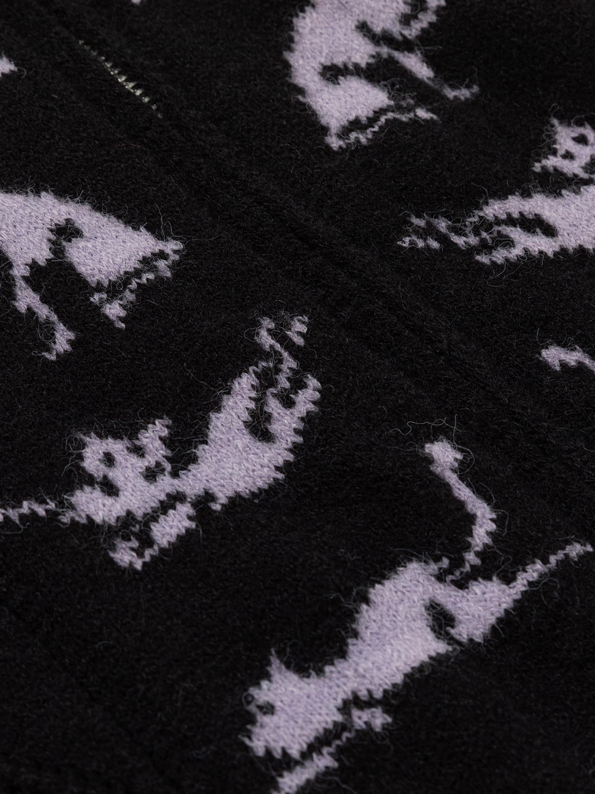 Cat Jacquard Zip Up Cardigan Black - Aelfric Eden