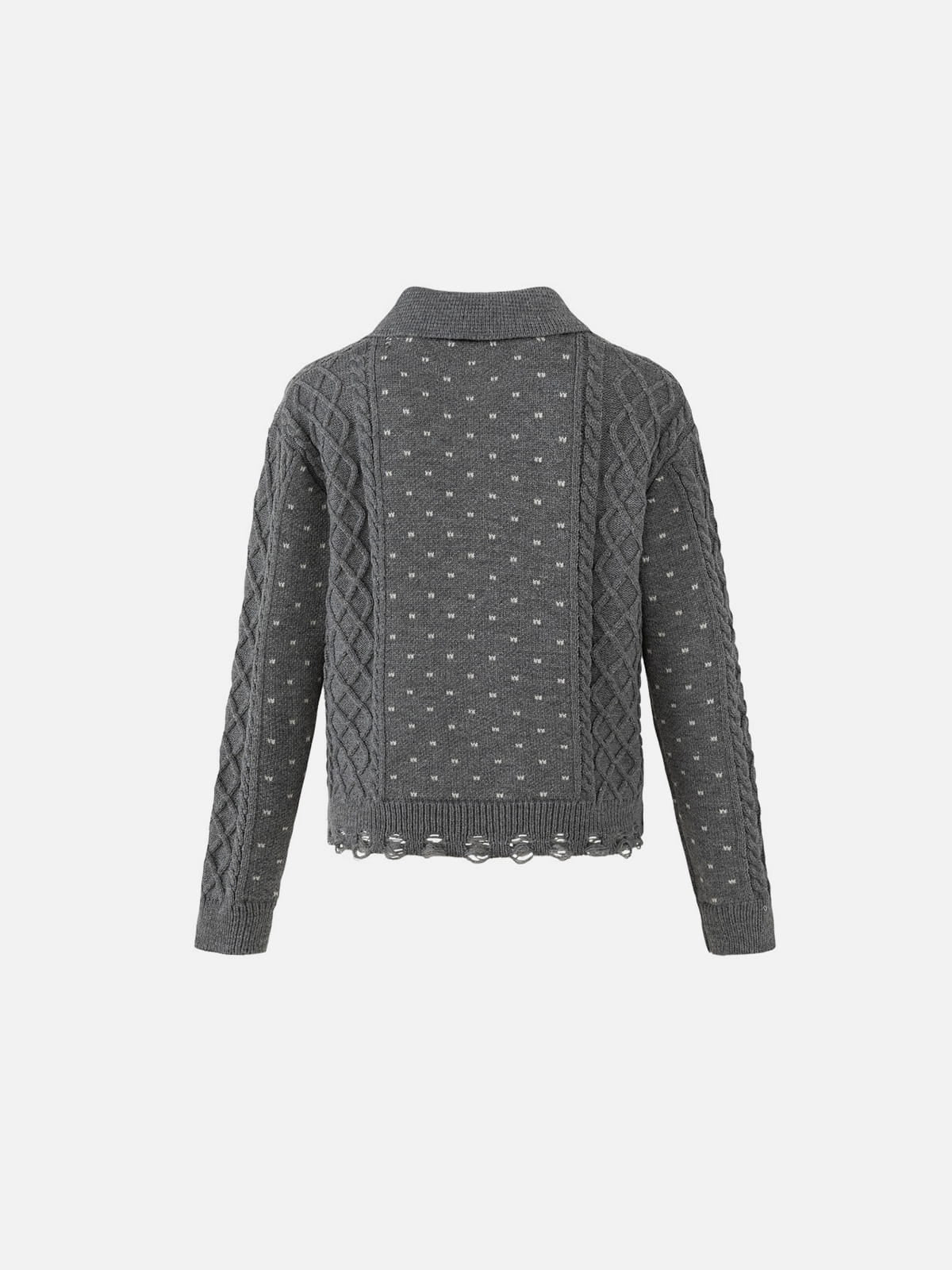 Cable Knit Distressed Cardigan Grey - Aelfric Eden