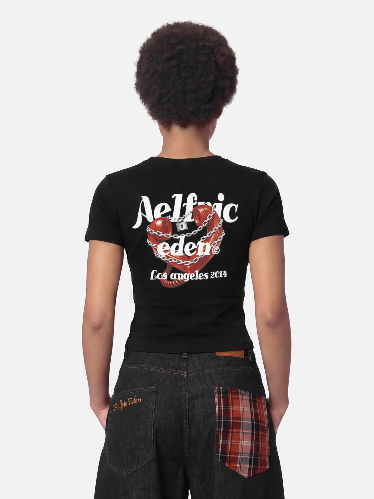 Chain Heart Graphic Baby Tee Black - Aelfric Eden