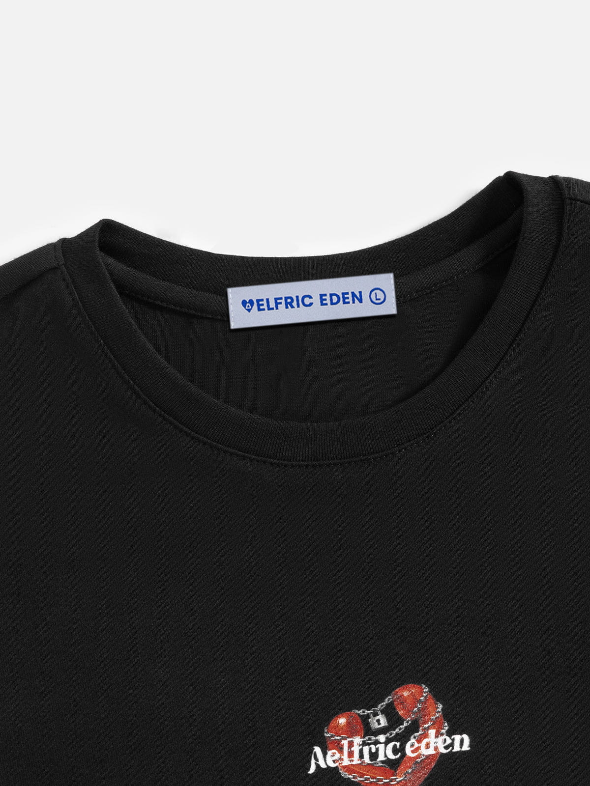 Chain Heart Graphic Baby Tee Black - Aelfric Eden