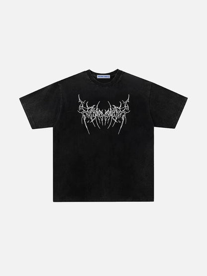 Thorn Emblem Washed Tee Black - Aelfric Eden