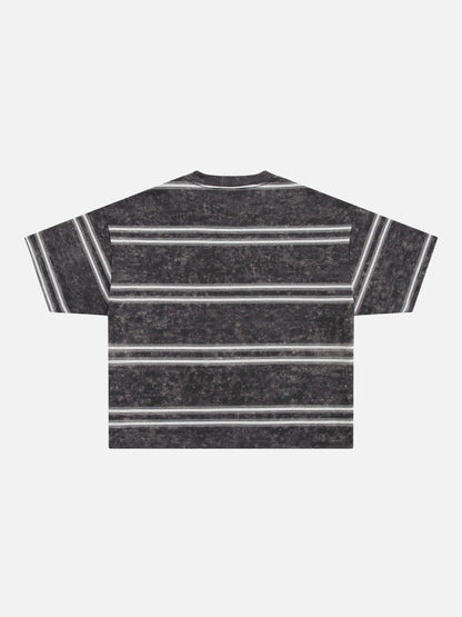 Boxy Stripe Washed Tee Grey - Aelfric Eden