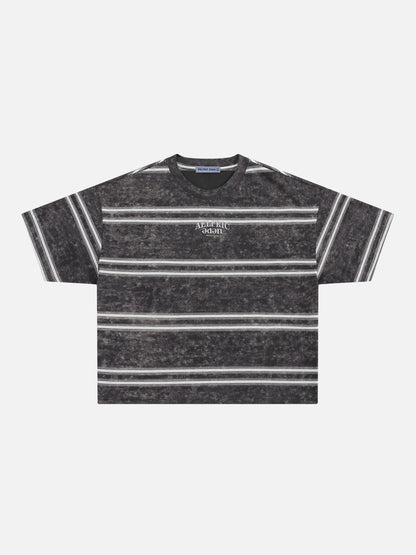 Boxy Stripe Washed Tee Grey - Aelfric Eden