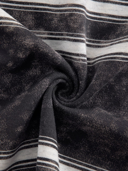 Boxy Stripe Washed Tee Grey - Aelfric Eden