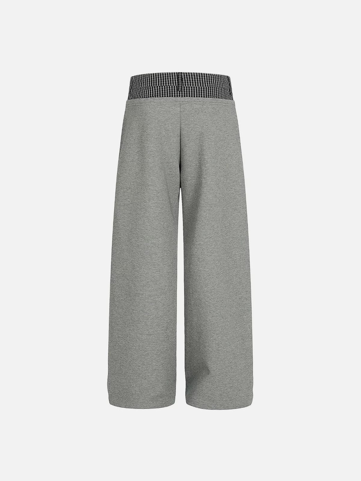 Plaid Waist Pleated Sweatpants Grey - Aelfric Eden