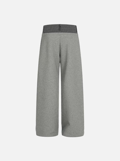 Plaid Waist Pleated Sweatpants Grey - Aelfric Eden