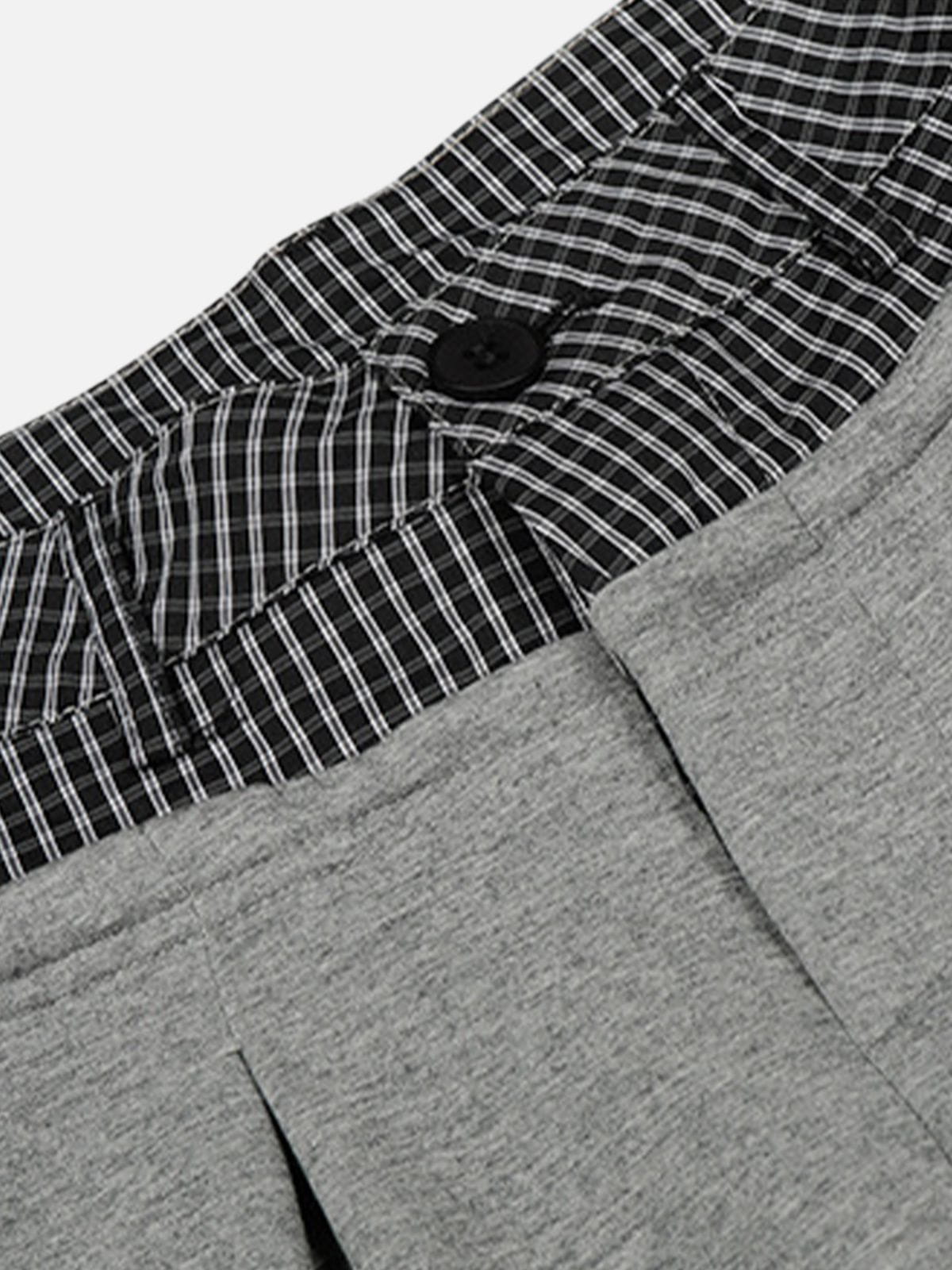Plaid Waist Pleated Sweatpants Grey - Aelfric Eden