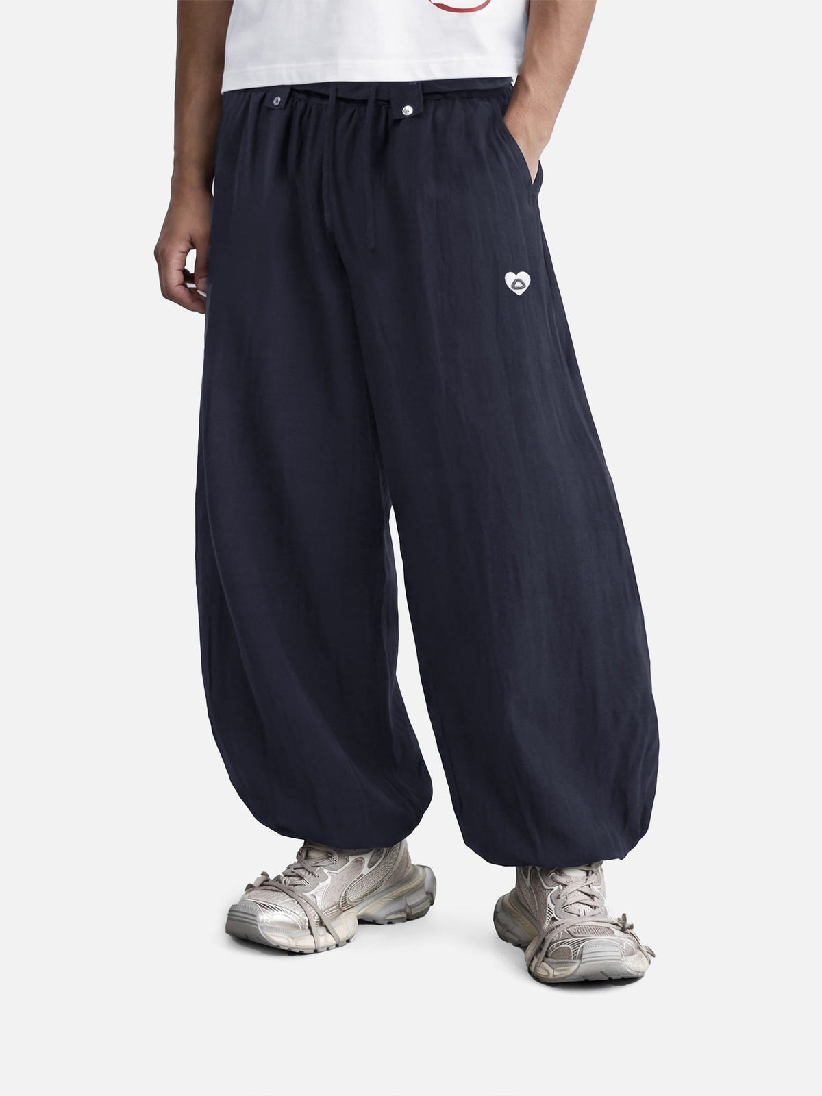 Balloon Drawstring Baggy Barrel Sweatpants Dark Blue - Aelfric Eden