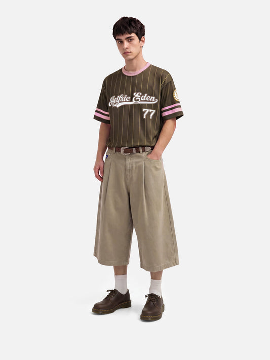 Boxy Pinstripe Jersey Tee Brown - Aelfric Eden
