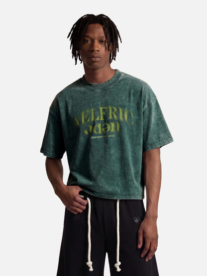Boxy Blur Washed Tee Dark Green - Aelfric Eden