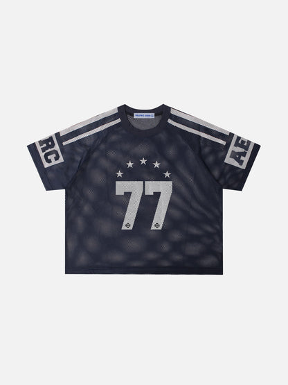 Boxy Mesh 77 Jersey Tee Dark Blue - Aelfric Eden