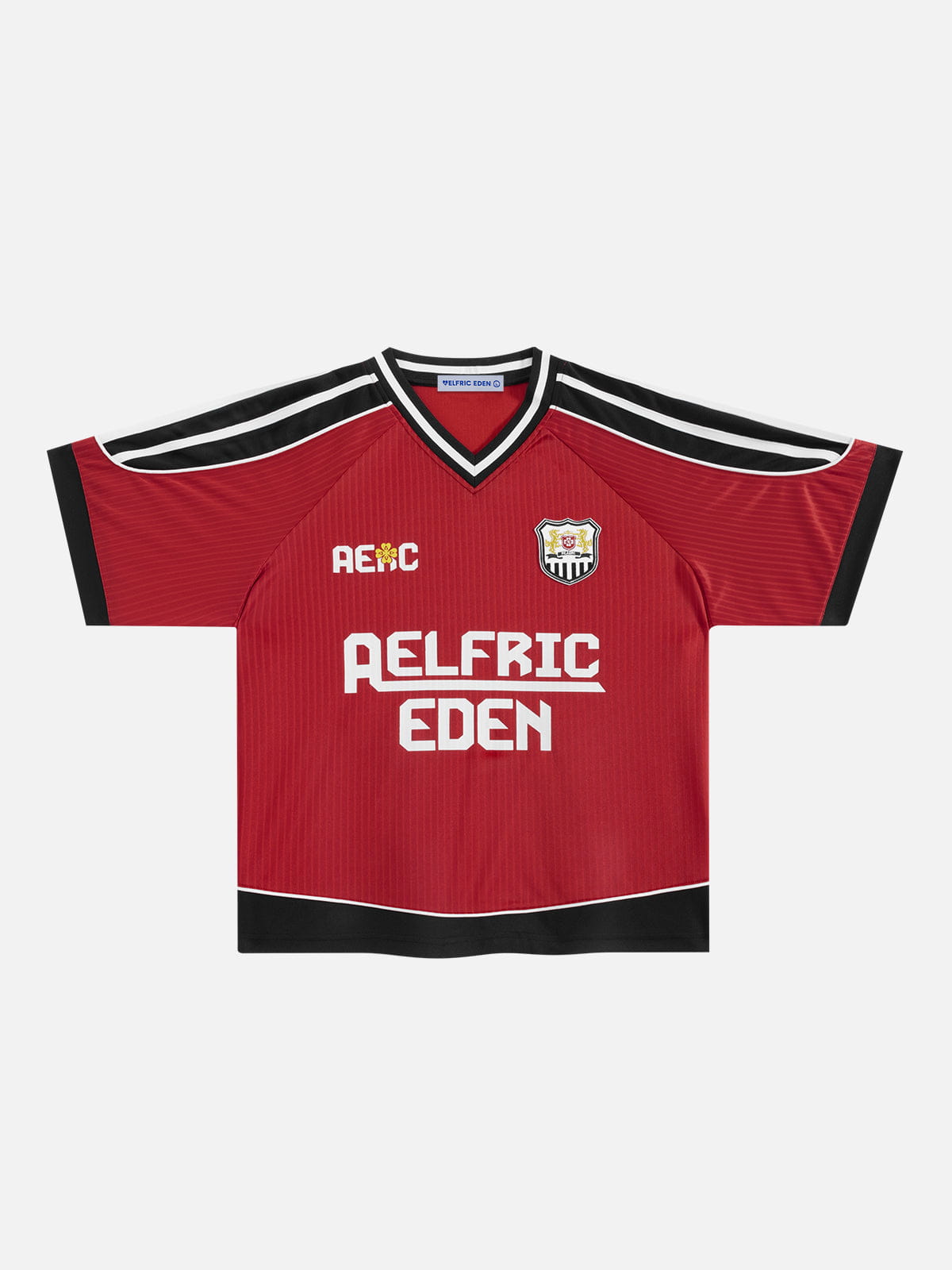 Boxy V-Neck Panel Jersey Red - Aelfric Eden
