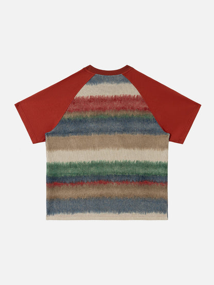 Color Block Stripe Raglan Tee Red - Aelfric Eden