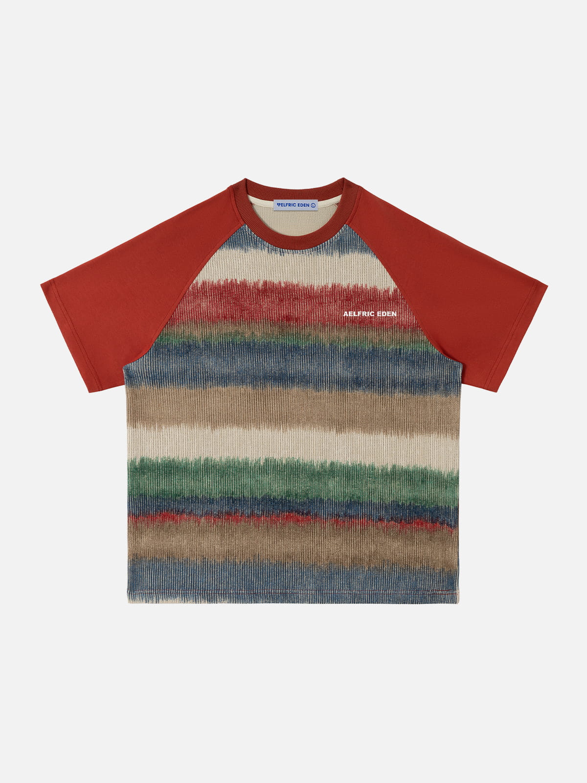 Color Block Stripe Raglan Tee Red - Aelfric Eden