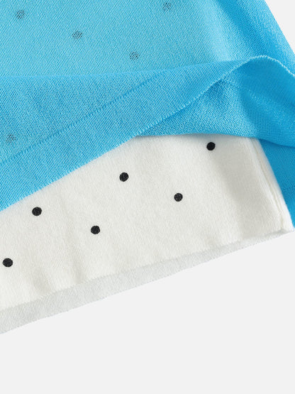 Polka Dot Layered Long Sleeve Tee Blue - Aelfric Eden