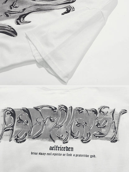Flaming Heart Print Tee White - Aelfric Eden