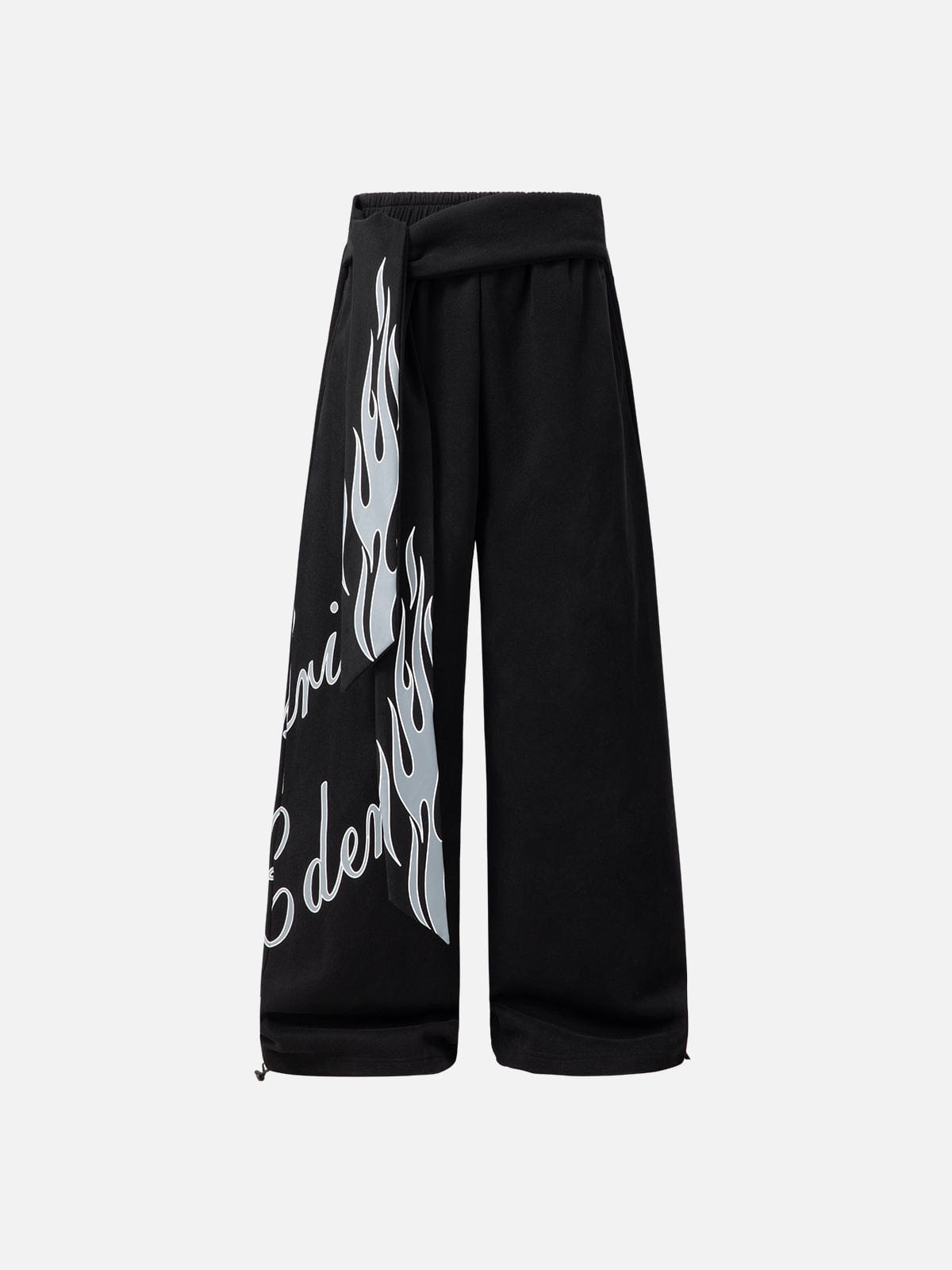 Flame Graphic Baggy Sweatpants Black - Aelfric Eden