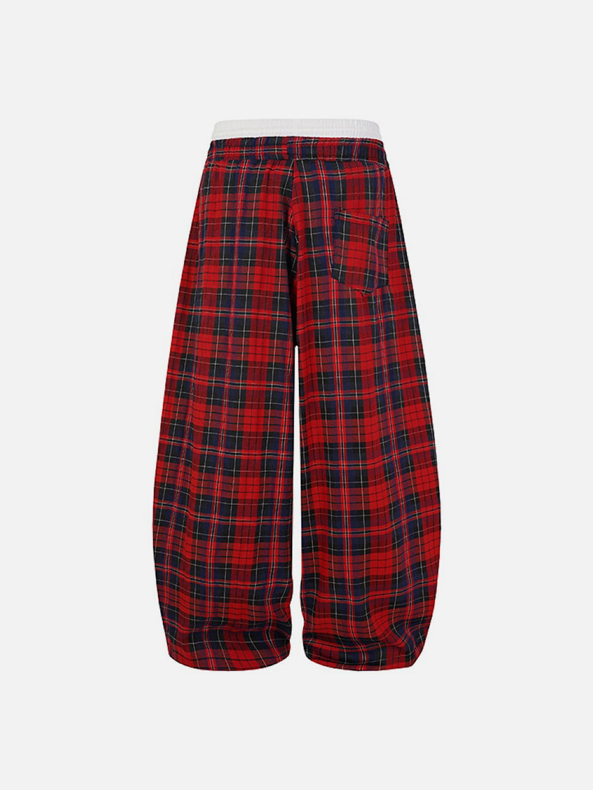 Double Waist Plaid Baggy Sweatpants Red - Aelfric Eden
